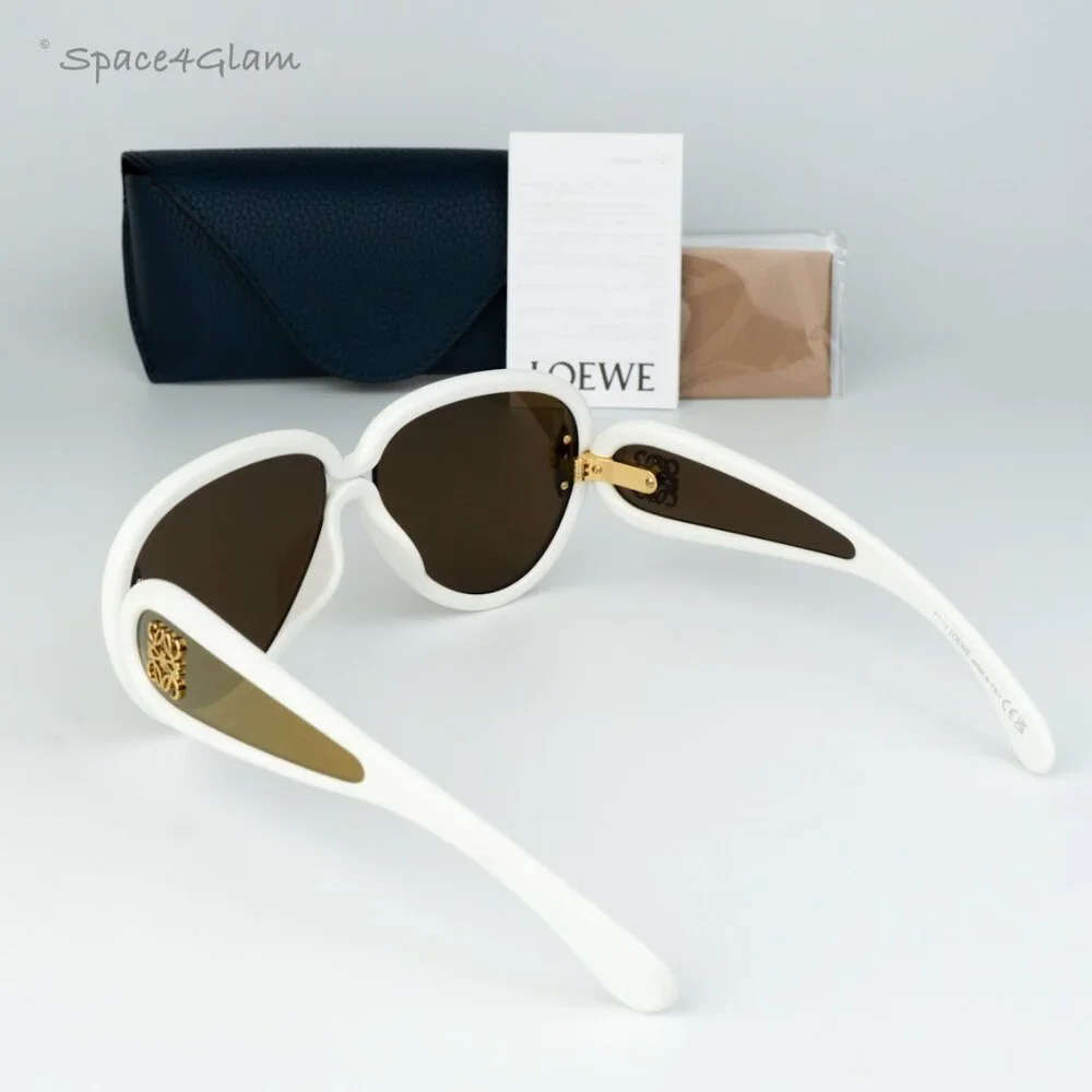 Loewe Men Sunglasses White Brown Gold Mirror Pilot LW40132I 25G NEW AUTHENTIC